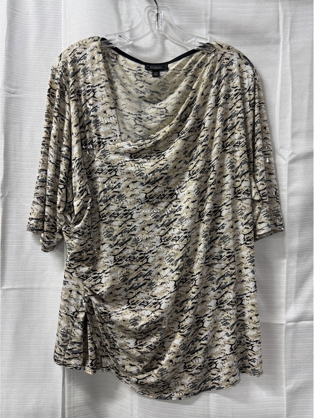 Collection dressbarn Women's 3X Printed Top with Draped Detail